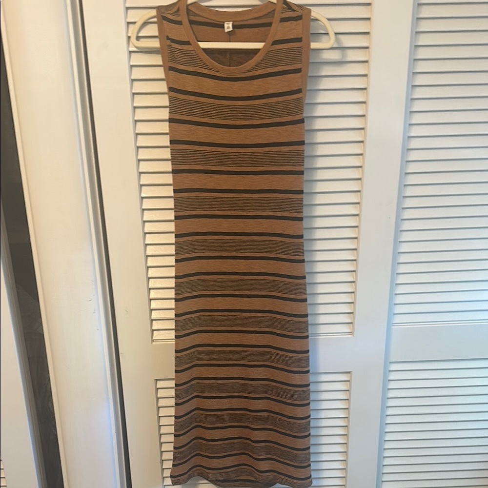 BP Brown Striped Midi Dress